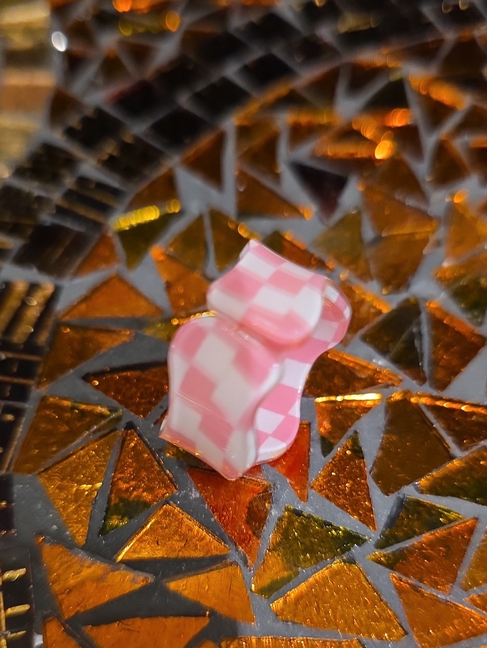 Pink Checkered Resin Statement Ring - Women Jewelry